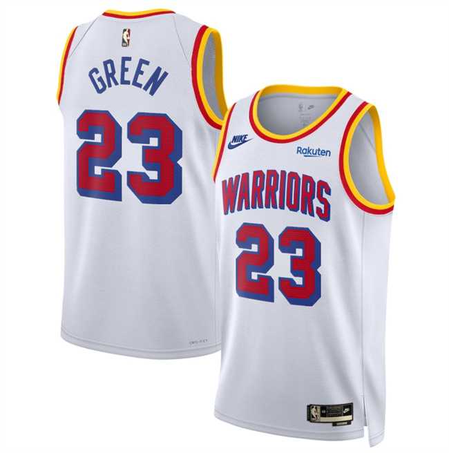 Mens Golden State Warriors #23 Draymond Green White 2024-25 Classic Edition Stitched Jersey Dzhi